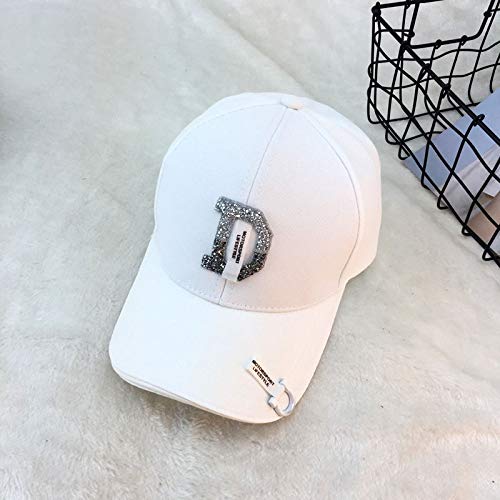 sdssup Gorra de Dama con Diamantes de imitación de Diamante Gorra de béisbol Japonesa al Aire Libre Coreano, Verano, Visera Solar para Hombre 白色 Ajustable