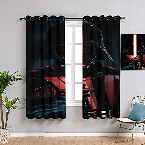 Sdustin Star-Wars - Cortinas opacas para ventana (152 x 213 cm), diseño de espada de luz de la fuerza despertar de la luz, aislamiento de la habitación oscurecimiento, cortinas opacas para dormitorio