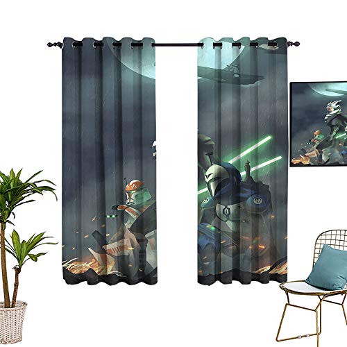 Sdustin Star-Wars - Cortinas para dormitorio (253 x 213 cm), diseño de la fuerza de sable de luz