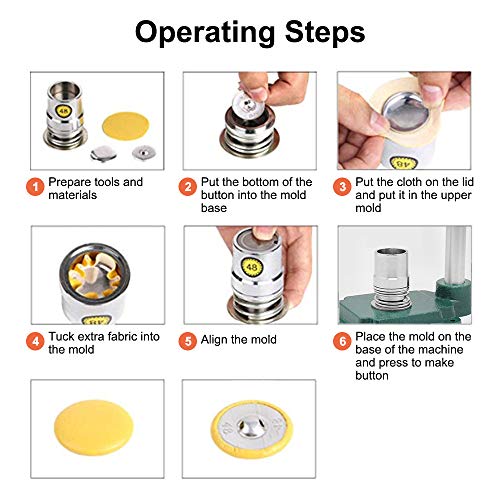 SEAAN Maquina Hacer Chapas Adjustable Máquina De Micro Botones con Juego de Bricolaje Maquina para Hacer Chapas con 3 Moldes (Diámetros 18, 25, 30 mm) y Botones de 300 Piezas