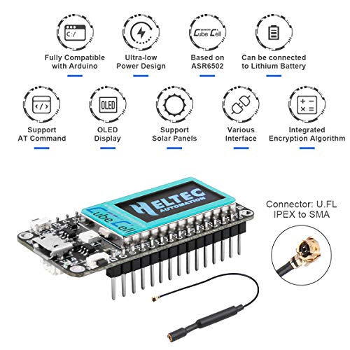 Seamuing Lora Module SX1262 LoRaWAN 868 915 mHz IoT placa de desarrollo CP2102 MCU 128KB Flash Ultra Bajo consumo de energía solar diseño alimentado con antena para Arduino y Escena Inteligente