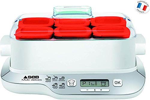 SEB YG660100 - Yogurtera (0,84 L, Rojo, Blanco, 0,14 L, Requesón, Postre lácteo, Yogur, 600 W)