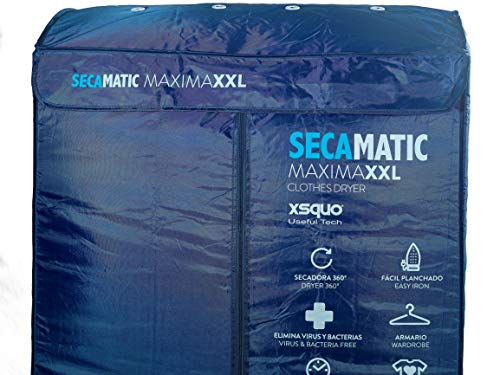 Secadora de Ropa Portátil Secamatic Máxima XXL, Secadora por Ventilación, 1200W, Capacidad 30 Kg, Temporizador 180 min, Silencioso, Multifunción: Secadora, Armario, Tendedero de XSQUO useful Tech