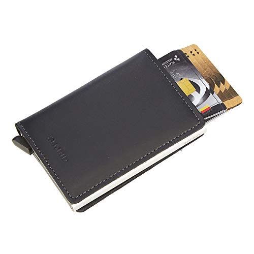 Secrid Slimwallet - Cartera de piel con tarjetero (protección de tarjetas con identificación por radiofrecuencia), color negro