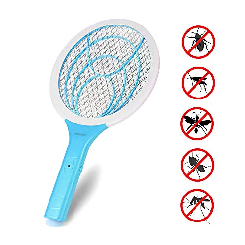 seenlast Raqueta Mosca Antimosquitos, Matamoscas Eléctrico Zapper Mata Mosquito, 3000 Voltios Plagas Insectos Asesino Repelente para Interior en Aire Libre