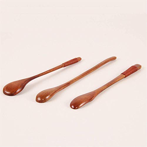 SEESEE.U Juego de cucharas de Madera de Mango Largo, 3 Piezas, Cuchara de Madera Natural, Cuchara mezcladora de Miel, agitador de café, té, Cuchara, agitador, Juego de vajilla de Madera