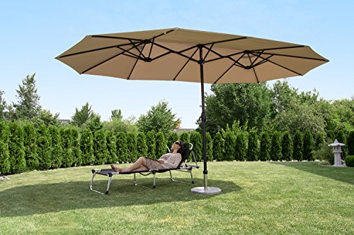 Sekey® Aluminio Sombrilla Parasol de Doble Juego para terraza jardín Playa Piscina Patio diámetro 460 cm x 270 cm Protector Solar UV50+ Crudo