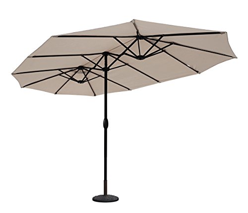 Sekey® Aluminio Sombrilla Parasol de Doble Juego para terraza jardín Playa Piscina Patio diámetro 460 cm x 270 cm Protector Solar UV50+ Crudo