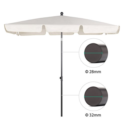 Sekey® Sombrilla 200 x 125cm Parasole para Terraza Jardín Playa Balcón Piscina Patio ，Protector Solar UV50+ ， Color Crema ， Rectángulo