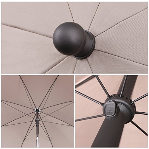 Sekey® sombrilla Parasol para terraza jardín Playa Piscina Patio diámetro 217 cm Protector Solar UV25+,Taupe