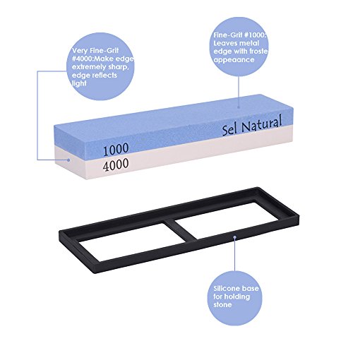 Sel Natural Piedra de afilar con doble cara al agua Grano 1000 / 4000 tipo Japonesa. Afilador Navaja, cuchillo, tijeras