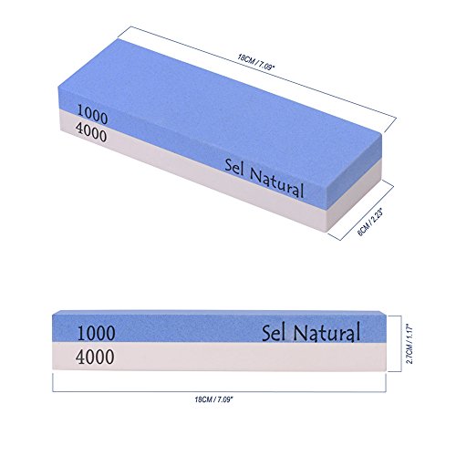 Sel Natural Piedra de afilar con doble cara al agua Grano 1000 / 4000 tipo Japonesa. Afilador Navaja, cuchillo, tijeras