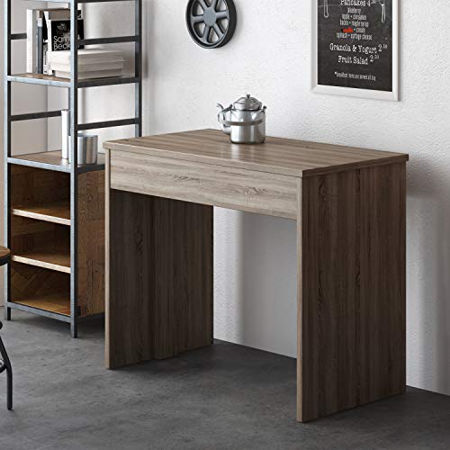 SelectionHome - Mesa de Comedor Consola Extensible hasta 301 cm, Acabado Roble Oscuro, Medidas Cerrada: 90x49x75 cm de Alto