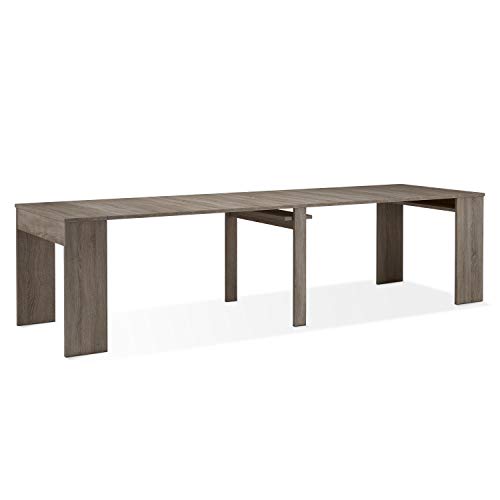 SelectionHome - Mesa de Comedor Consola Extensible hasta 301 cm, Acabado Roble Oscuro, Medidas Cerrada: 90x49x75 cm de Alto