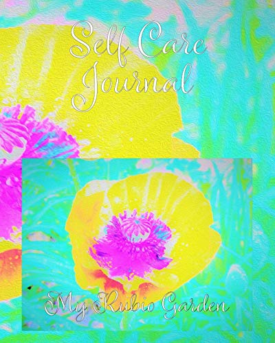 Self Care Journal: Yellow Poppy with Hot Pink Center on Turquoise