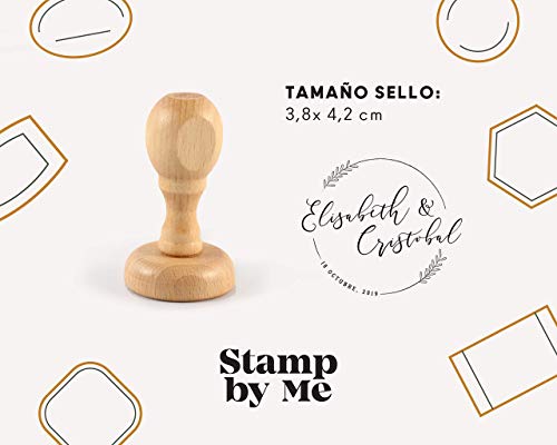 Sello Caucho Boda Personalizado, Sello de Madera con tampón de tinta, Sello Boda | Sello Boda Moderno