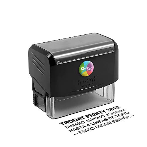 Sello Personalizado Trodat 3912, Sello de caucho con tinta, Sello autoentintable personalizado, Sello automático, Sello Empresa, Sello dirección (45 x 16 mm)