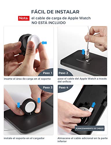 Seneo Cargador Inalámbrico Rápido - 7.5W Cargador Doméstico 2 en 1 para iPhone 8 a iPhone 11 Pro y AirPods Pro, Soporte de Carga Inalámbrico para Apple Watch Series 5/4/3/2