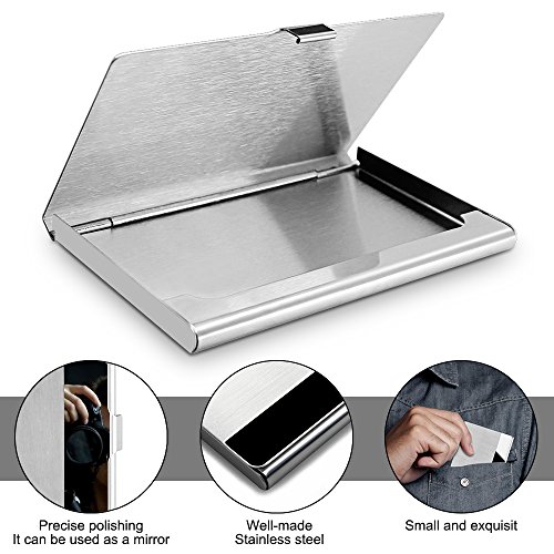 SENHAI - 2 unidades de soportes para tarjetas de visita profesional, color Stainless steel cover