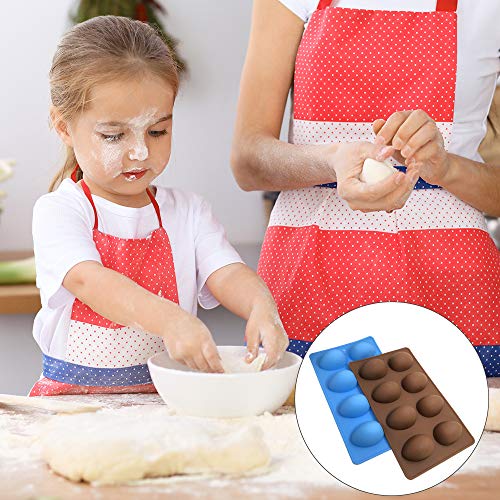 SENHAI 3 moldes de silicona en forma de huevo, 8 cavidades de grado alimenticio para decoración de tartas, chocolate, pastelería, pan, cubitos de hielo, jabón, rosa, azul, marrón