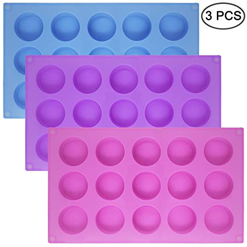 SENHAI - Moldes de silicona para hacer bombones, caramelos, jabones, magdalenas, cupcakes, brownie, tartas, pudín, galletas – morado, azul y rosa