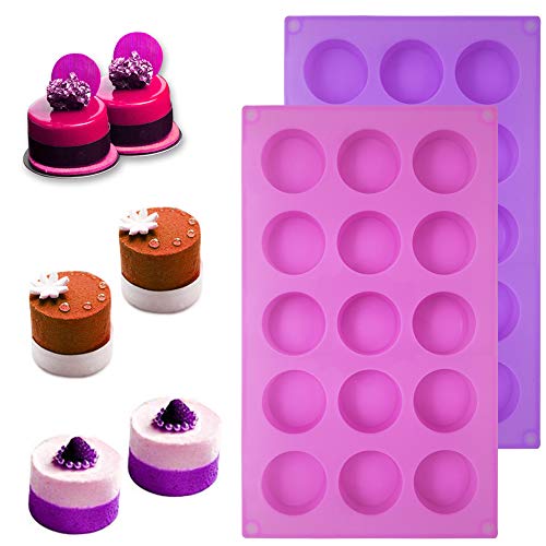 SENHAI - Moldes de silicona para hacer bombones, caramelos, jabones, magdalenas, cupcakes, brownie, tartas, pudín, galletas – morado, azul y rosa