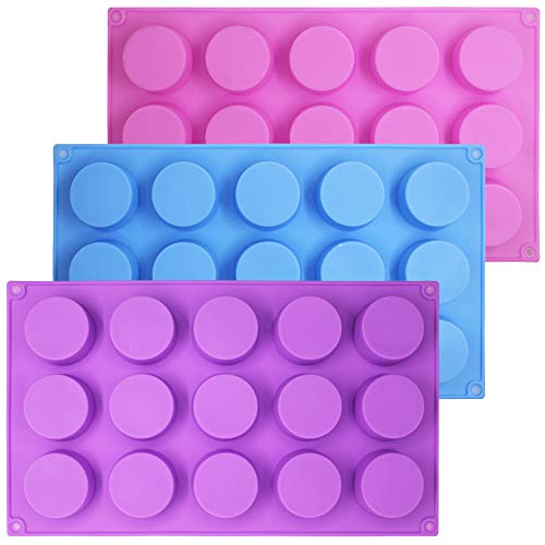 SENHAI - Moldes de silicona para hacer bombones, caramelos, jabones, magdalenas, cupcakes, brownie, tartas, pudín, galletas – morado, azul y rosa