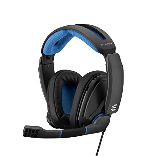 Sennheiser GSP 300 - Microauricular Cerrado para Gaming, Color Negro y Azul, Around Ear