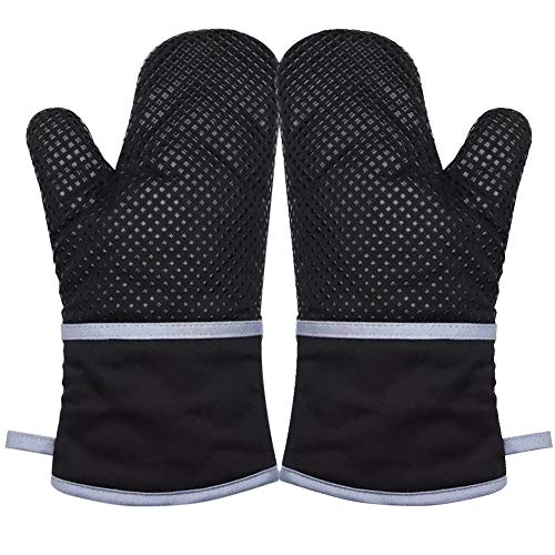 SENSOUSONG Guantes de horno resistentes al calor Guantes de silicona con acolchado algodón Iven Glives para horno cocina guantes largos