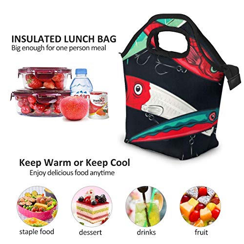 Señuelos de pesca Bolsa de almuerzo con aislamiento Bolsa de refrigerador Bolsa reutilizable térmica Caja de almuerzo para hombres Mujeres Oficina Picnic Viajes