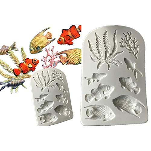 Septiembre-Europe Moldes de silicona para tartas de mousse de color marino, tamaño bio, colección de peces, creativos, 3D, moldes de pez dorado