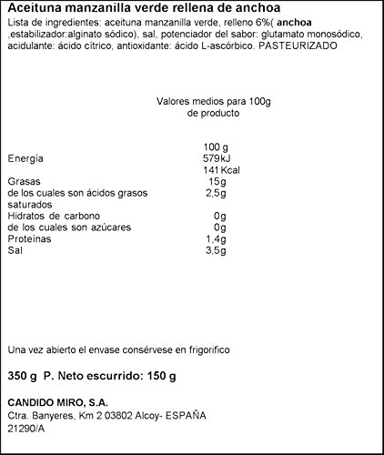 Serpis - Aceituna rellena de anchoa, 350 g