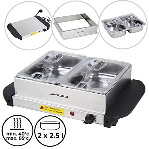 Servidor de Buffet - 2x1,5L / 2x2,5L / 3x1,5L / 3x2,5L, Acero Inoxidable, 45-85 °C - Bandeja para Mantener Alimentos Calientes, Calienta Platos Eléctrico, Calentador de Comida con Tapa