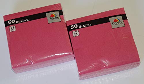 Servilletas de 100 piezas FASANA - Servilletas de papel de 3 capas color rosa brillante * Código de color: rosa amor 698 - servilleta 1/4 veces Tamaño: 33x33 cm 13x13 pulgadas - servilletas