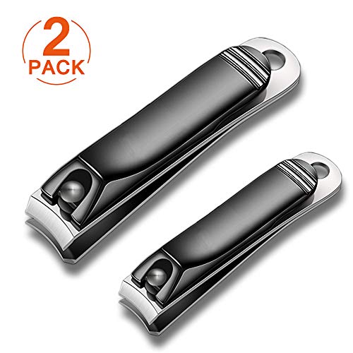 Set de 2 Cortauñas, Canwn Cortador de Uñas Profesional para Manos y Pies Cortauñas de Acero Inoxidable para Hombres y Mujeres – Negro