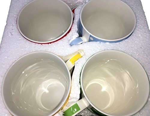 Set de 4 Tazas, Alta Calidad Porcelana Fina, Diseño de Lunares