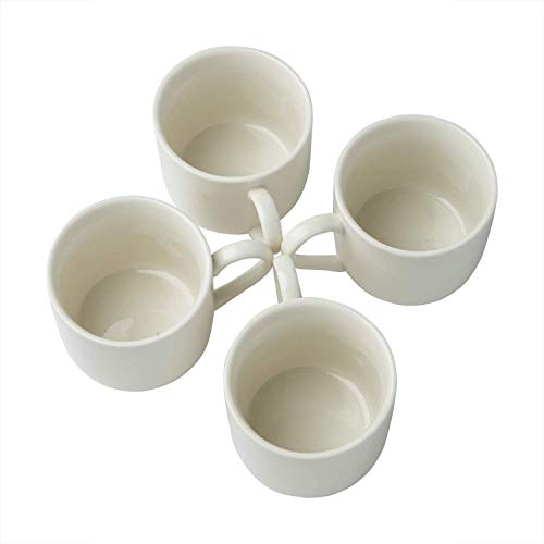 Set de 4 Tazas para Espresso con platillos a juego - Porcelana Blanca Premium, Set de 8 tazas para regalo - Tazas Italianas Caffè, Taza de Café Turco - Dopio. 112ml