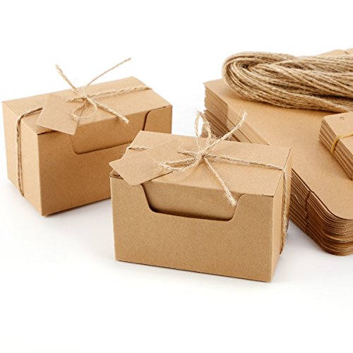 Set de 50 Cajas para dulces regalos Jabón Caja kraft de boda Rútico Cajita de Rectángulo Kraft Paper