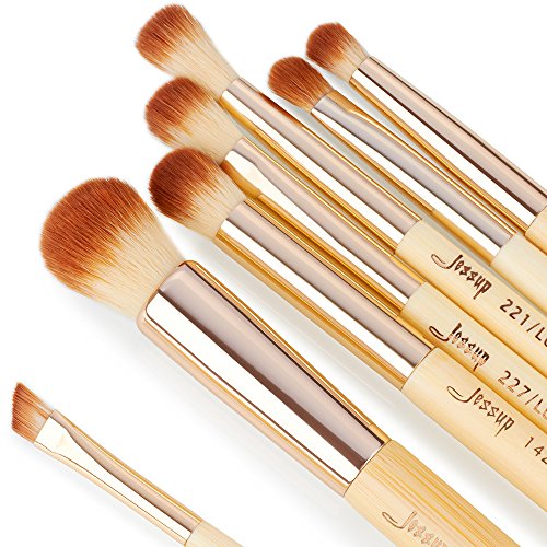 Set de brochas de maquillaje Jessup Bamboo, mezclador de definición facial, pincel para delinear los ojos en polvo, set de pinceles correctores oculares T143