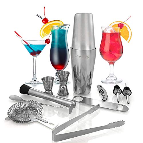 Set de Mezcla de Cocteles, Kit Profesional de Barra de Acero Inoxidable con 25 Onzas de Lata de Mezclador de Bebidas (12 Piezas)