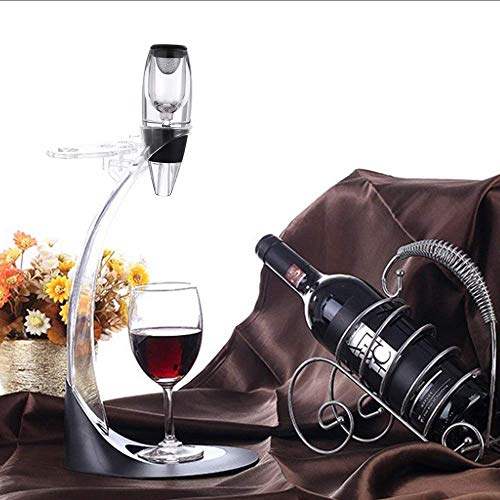 Set de regalo de aireador de vino Tomoral Deluxe – Kit de accesorios de vino con decantador de aireador de vino, torre de almacenamiento, el mejor regalo para amantes del vino y entusiastas (Black)