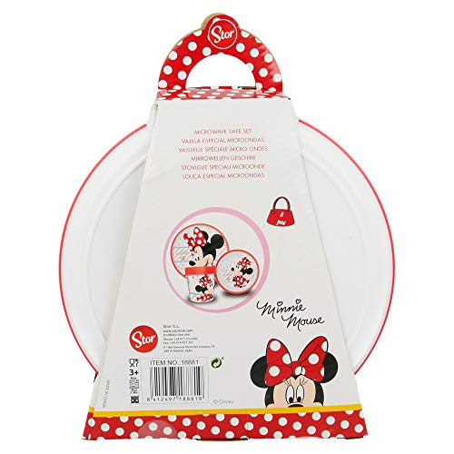 SET PREMIUM BICOLOR 3 PCS (PLATO, CUENCO y VASO 260 ML) MINNIE MOUSE - DISNEY - ELECTRIC DOLL