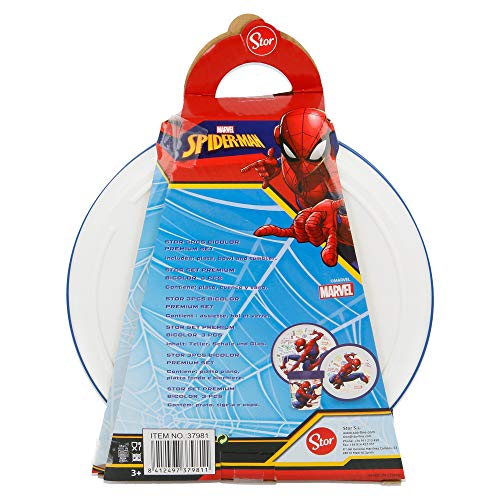 SET PREMIUM BICOLOR 3 PCS (PLATO, CUENCO y VASO 260ML) SPIDERMAN GRAFFITI