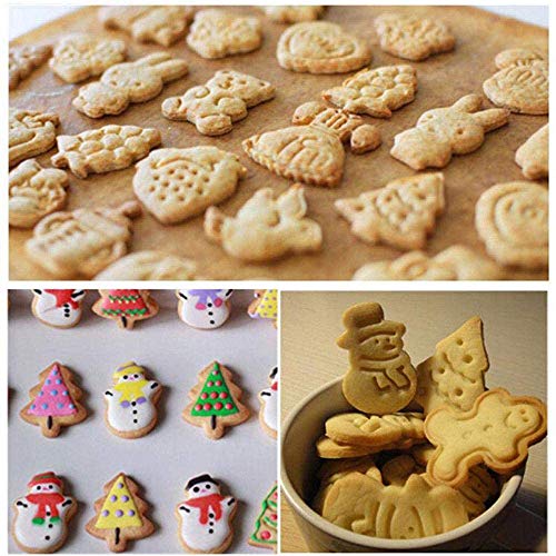 Seully 16 pcs Moldes para Galletas de Navidad,Cortador de Moldes para Navidad,Muñeco de Nieve/árbol de Navidad/Hombre de Jengibre Herramienta de Decoración de Pasteles para Decoraciones para Tartas