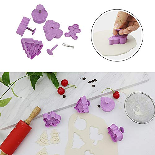 Seully 16 pcs Moldes para Galletas de Navidad,Cortador de Moldes para Navidad,Muñeco de Nieve/árbol de Navidad/Hombre de Jengibre Herramienta de Decoración de Pasteles para Decoraciones para Tartas