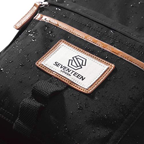 SEVENTEEN LONDON – Mochila Wimbledon Moderna, Simple y Unisex con un Acabado Negro y marrón al Estilo de una Mochila escandinava computadora portátil de hasta 13"