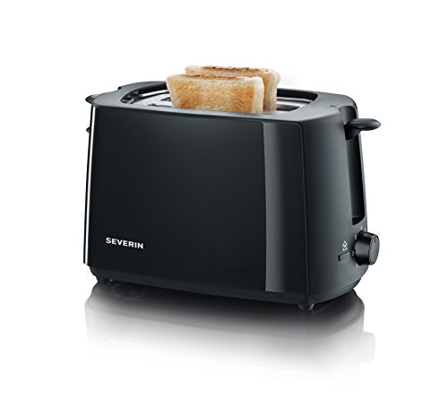 Severin AT 2287 Tostadora Automática, Incluye Soporte para Tostar Panecillos, 2 Ranuras Cortas, 700 W, Negro