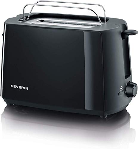 Severin AT 2287 Tostadora Automática, Incluye Soporte para Tostar Panecillos, 2 Ranuras Cortas, 700 W, Negro