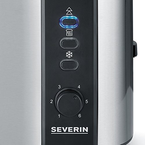 Severin AT 2589 Tostadora Automática, Incluye Soporte para Tostar Panecillos, 2 Ranuras Cortas, 800 W, Acero Inoxidable/Negro