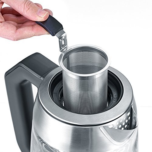 SEVERIN Hervidor Digital de Té/Agua Deluxe, con Regulador de Temperatura, Para 1,7 L de Agua/1,5 L de Té, 3.000 W aprox., WK 3479, Acero Inoxidable/Negro